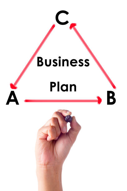 istock Hand writing Business Plan concept on transparent board 644154550