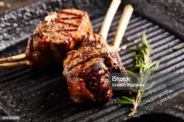 Rack Of Lamb Barbecue Stock Photo - Download Image Now - Meat Chop, Veal, Grilled