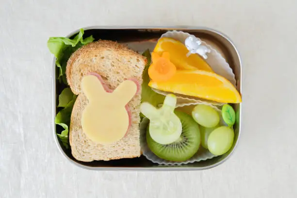 Photo of Bunny rabbit Easter lunch box, fun food art for kids