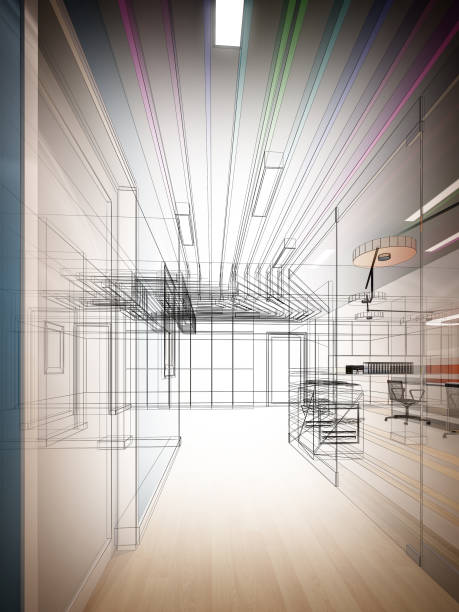 istock sketch design of interior hall 644166768