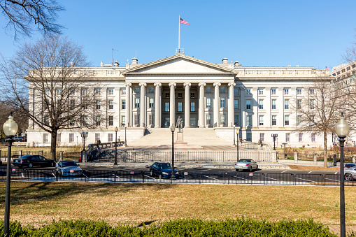 United States  Treasury Building in Washington, D.C Southern Fascade.