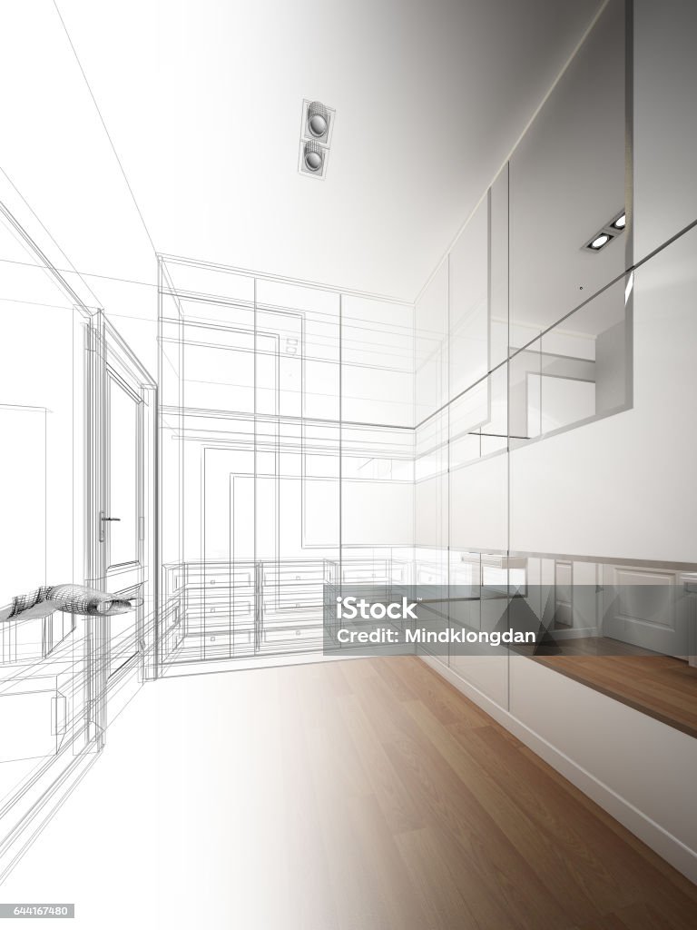 Abstract Sketch Design Of Interior Walkin Closet 3d Rendering Stock ...