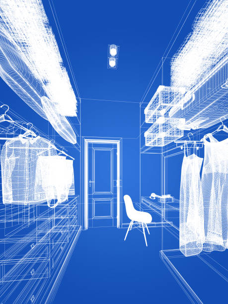istock abstract sketch design of interior walk-in closet ,3d rendering 644167584