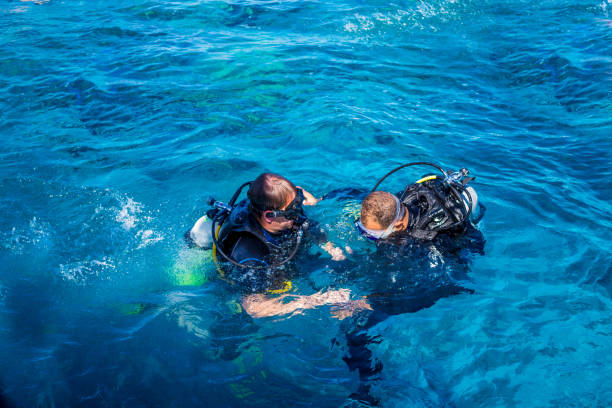 istock Diving training. Sports instructor and athlete 644170086