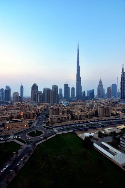 istock Dubai Skyline at night from South ridge, Dubai, UAE 644177824