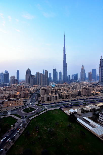 istock Dubai Skyline at night from South ridge, Dubai, UAE 644180028