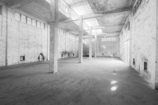 istock Interior of old and abandoned factory warehouse 644180814