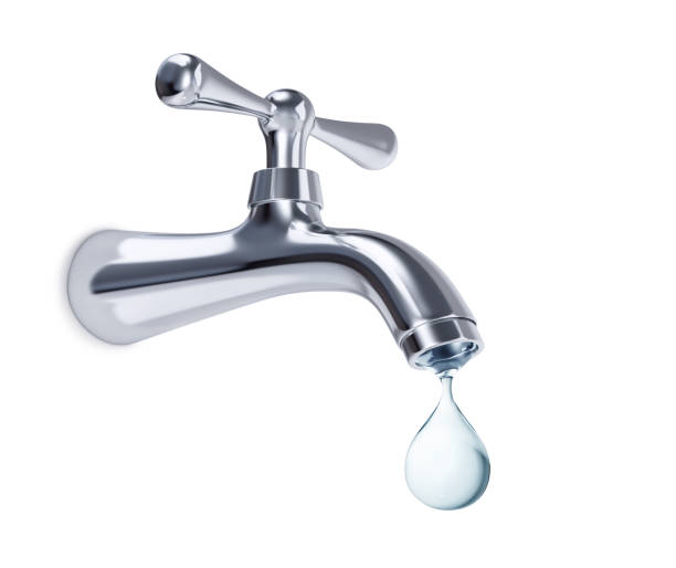 istock Water tap with big drop of water 644186370