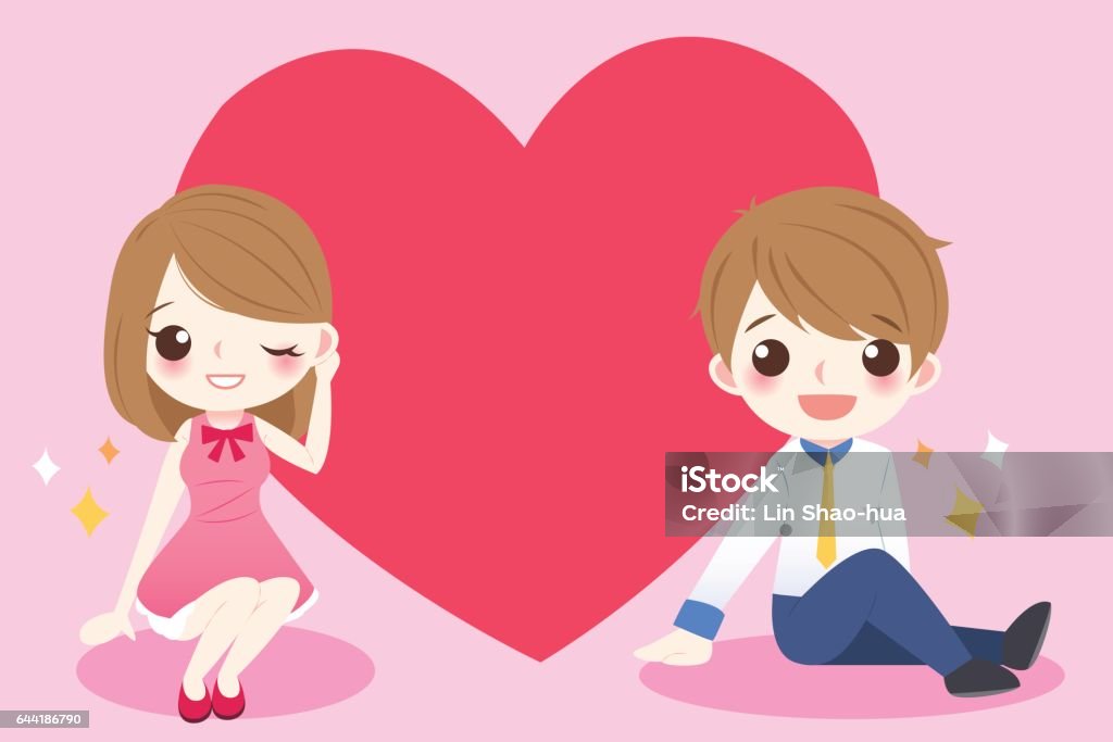 Ilustración de Pareja De Dibujos Animados Lindo Con Corazón y más Vectores  Libres de Derechos de Parejas - Parejas, Día de San Valentín - Festivo,  Romance - iStock
