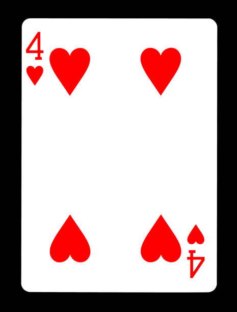 cztery serca karty do gry, odizolowane na czarnym tle. - four of hearts zdjęcia i obrazy z banku zdjęć