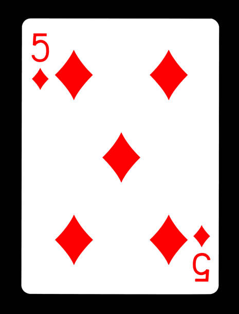 istock Five of Diamonds playing card, isolated on black background. 644201562