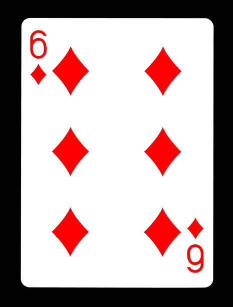 istock Six of Diamonds playing card, isolated on black background. 644201812