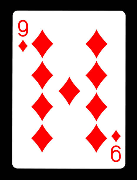 istock Nine of Diamonds playing card, isolated on black background. 644202620