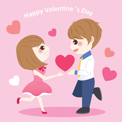 Cute Cartoon Couple With Heart Stock Illustration - Download Image Now -  Abstract, Adult, Art - iStock