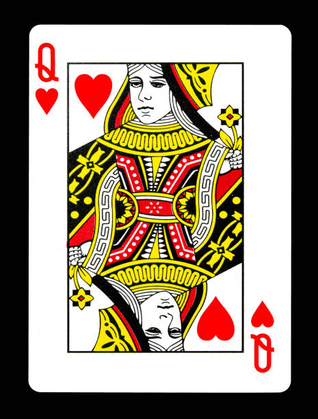 istock Queen of hearts playing card, isolated on black background. 644208366