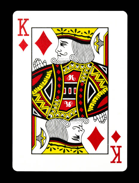 istock King of Diamonds playing card, isolated on black background. 644209498