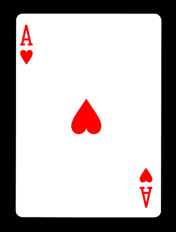 Ace of hearts playing card made from jigsaw puzzle, isolated on white with clipping path.