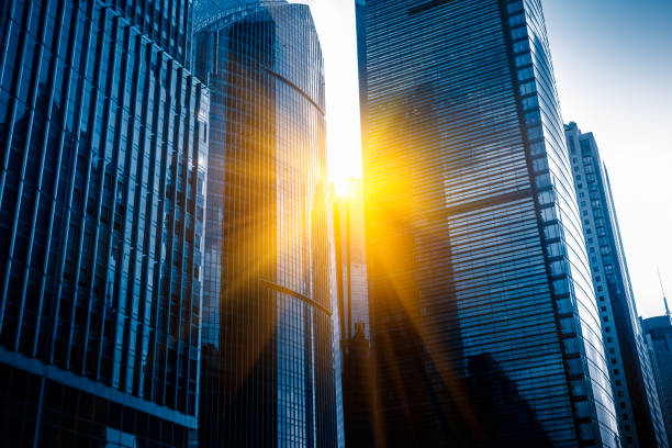 landmarks of modern city,financial district in China.