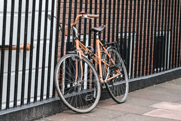 istock Bicycle parked on a fence 644210674