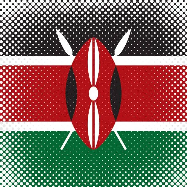 Vector illustration of Half Tone Flag - Kenya