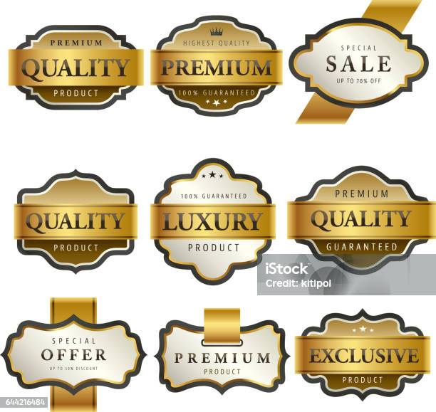 Premium Collection Label Luxury Premium Golden Labels Collection Vector Illustration Stock ...
