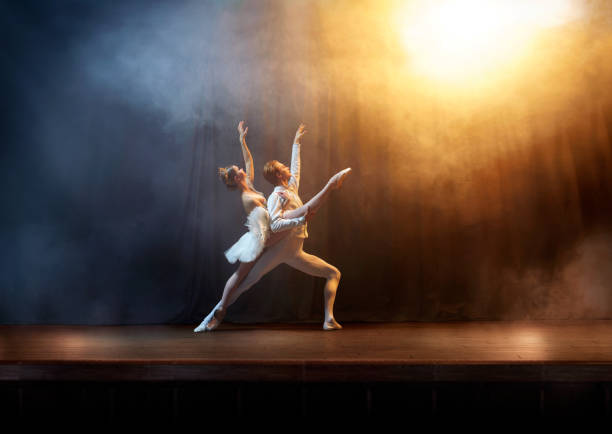 istock Ballet dancers performing on stage in theatre 644217150
