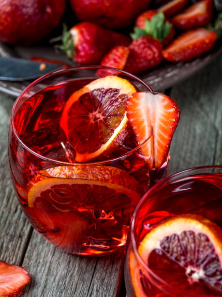 istock Blood orange strawberry rum punch 644217290