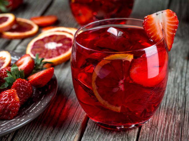 istock Blood orange strawberry rum punch 644217406