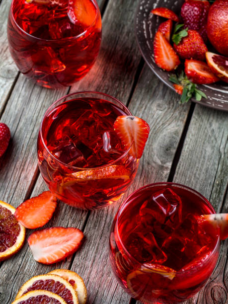 istock Blood orange strawberry rum punch 644217676