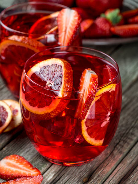 istock Blood orange strawberry rum punch 644217762