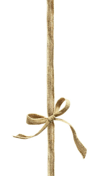 istock Beige canvas ribbon and a bow 644220622