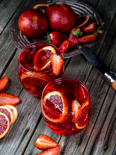 istock Blood orange strawberry rum punch 644220648