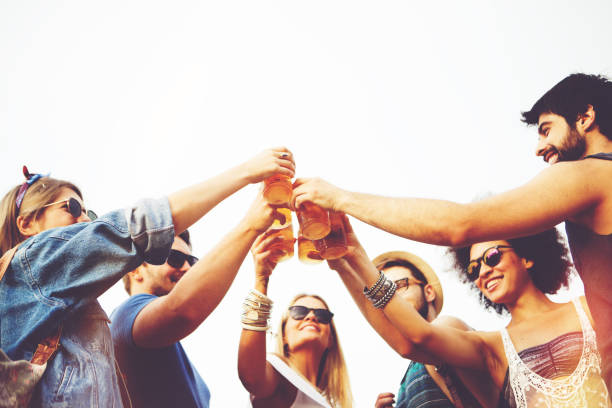 Friends going on festival