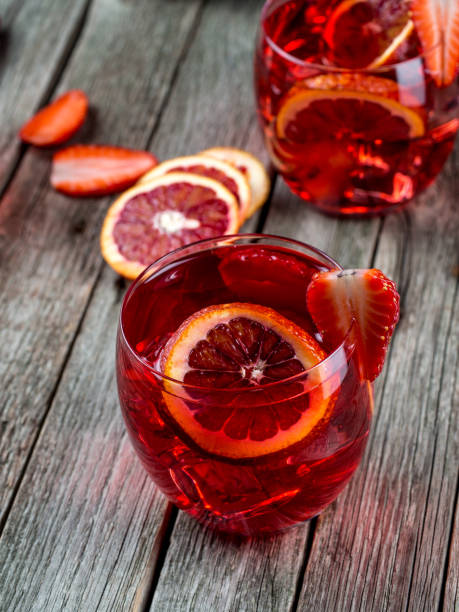 istock Blood orange strawberry rum punch 644224518