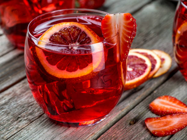 istock Blood orange strawberry rum punch 644225566