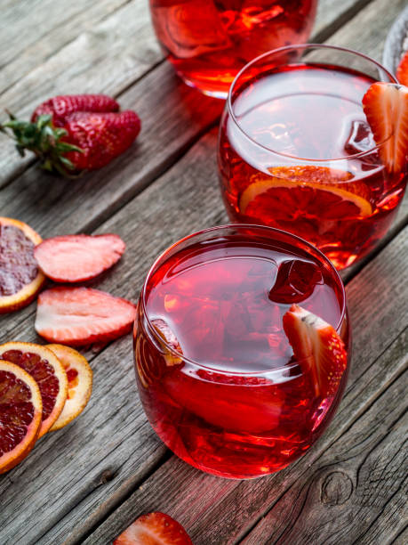 istock Blood orange strawberry rum punch 644228508