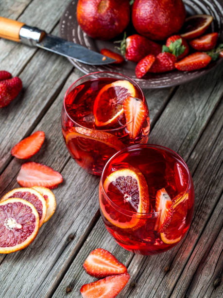 istock Blood orange strawberry rum punch 644228712