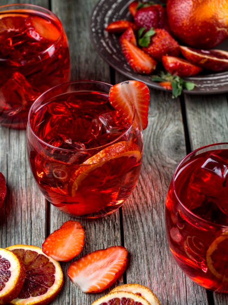istock Blood orange strawberry rum punch 644229650