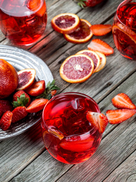 istock Blood orange strawberry rum punch 644231086