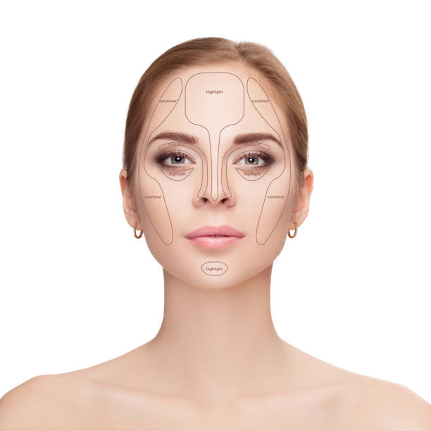 istock Contouring. Make up woman face on white background.  Professiona 644231112