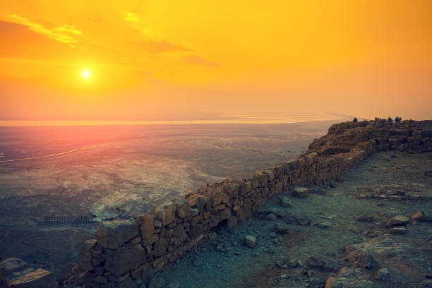 istock Beautiful sunrise over Masada fortress. 644231202