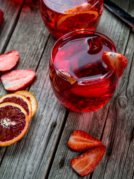 istock Blood orange strawberry rum punch 644231364