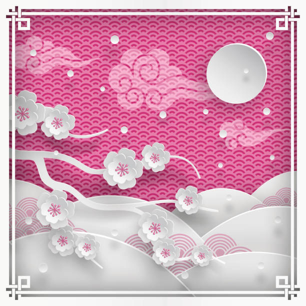 illustrations, cliparts, dessins animés et icônes de branche de fleurs de cerisier - chinese ethnicity pattern chinese culture chinese new year