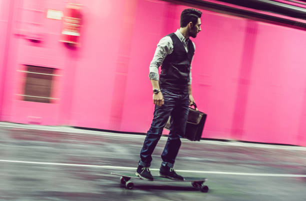 istock Businessman on a skateboard 644238048