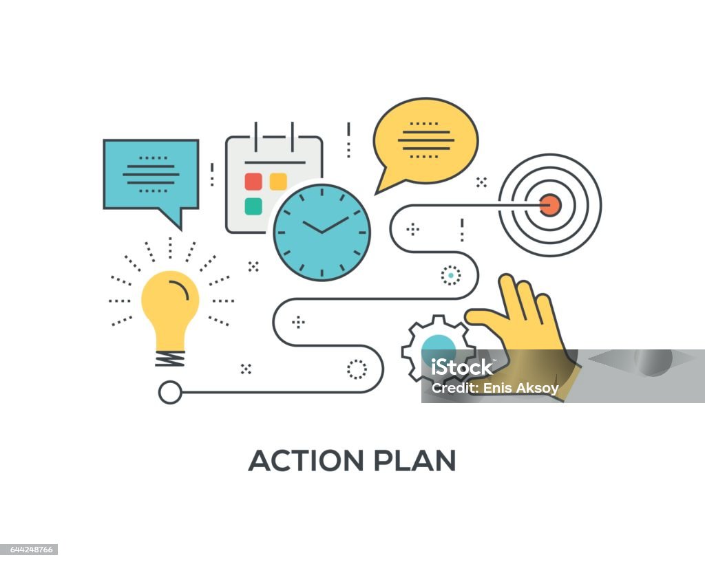 Action Plan Concept with icons Planning stock vector