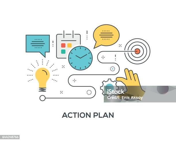 Action Plan Concept With Icons Stock Illustration - Download Image Now - Planning, Plan - Document, Motion