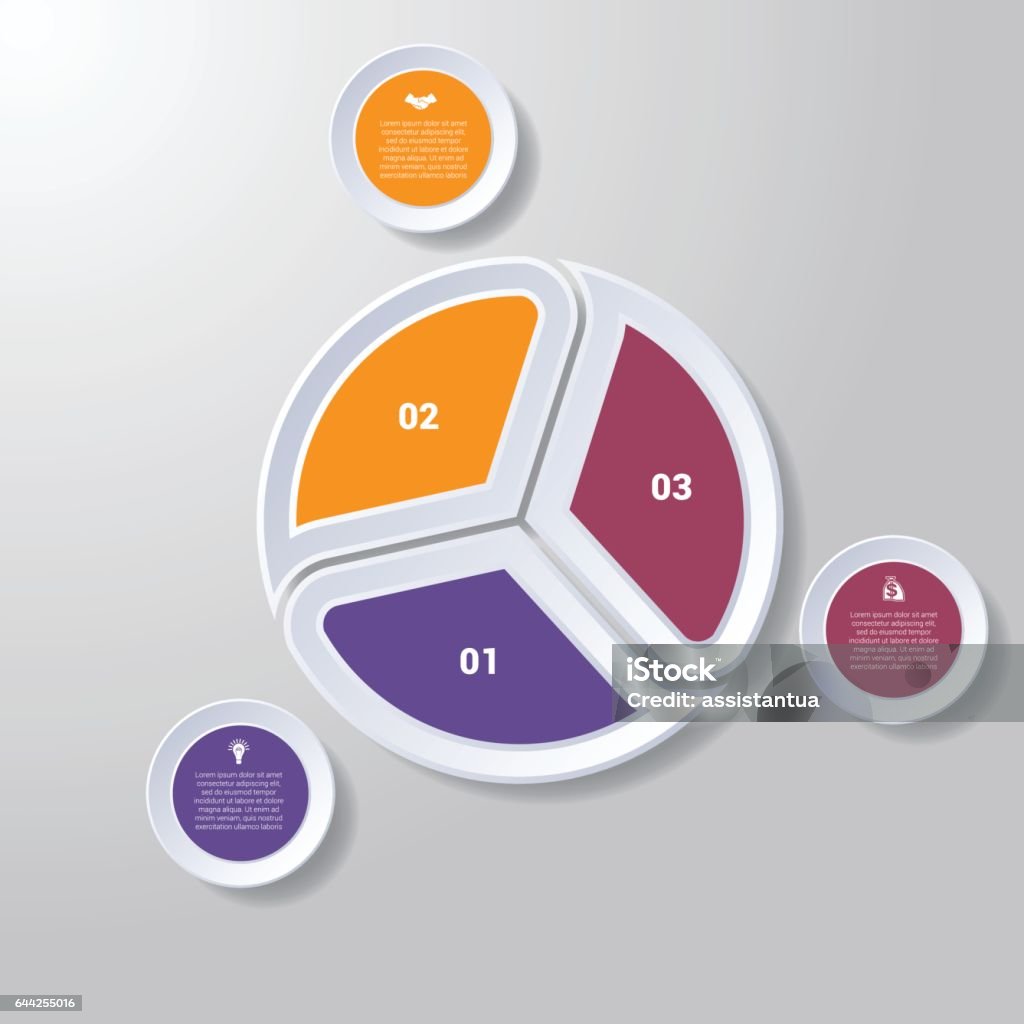 3 Position Stock Pie Chart Or Area Chart Diagram Infographics Three Position Stock ...