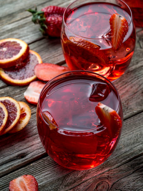 istock Blood orange strawberry rum punch 644258700