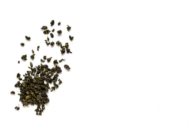 istock Oolong green tea isolated on white background 644259400