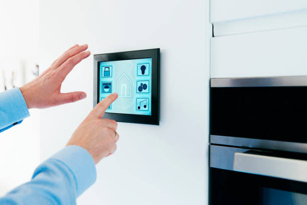 istock Internet of things wall mounted display for smart home 644263304